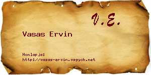 Vasas Ervin névjegykártya